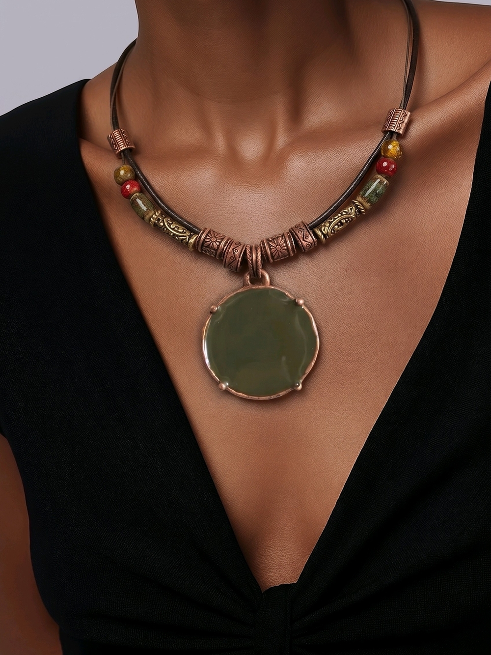 Chico's vintage Copper Green Stone Choker Necklace